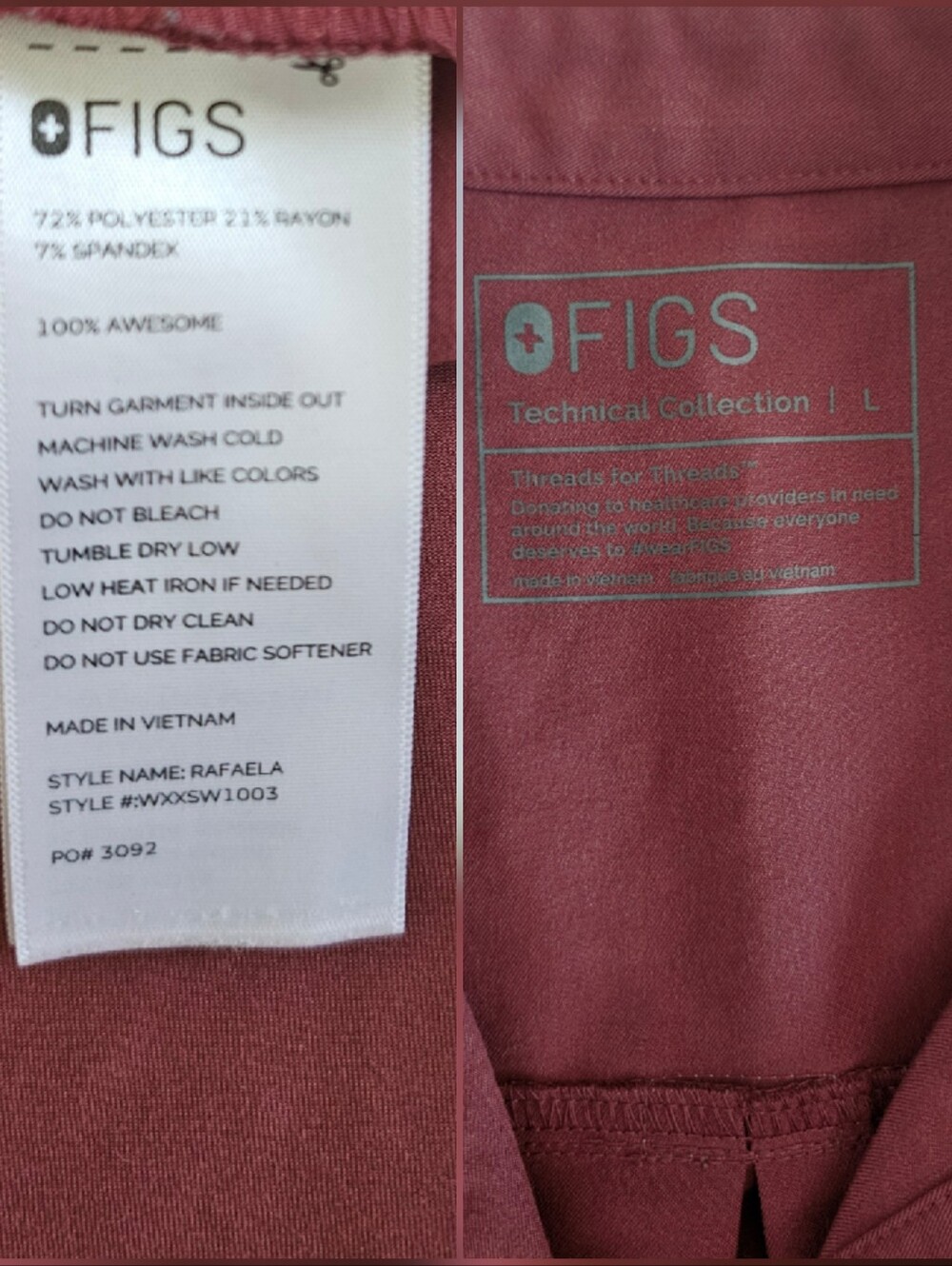Figs Dark Cherry Rafaela Scrub Top Large Oversized - Picture 5 of 7